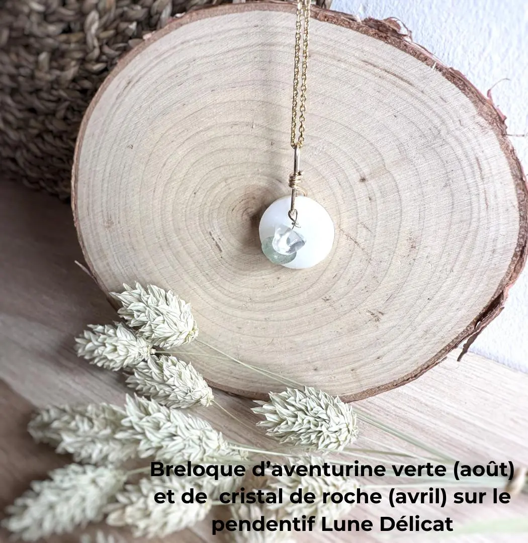 Breloque2 aventurine verte et cristal de roche pour bijoux au lait maternel Elégants et Délicats