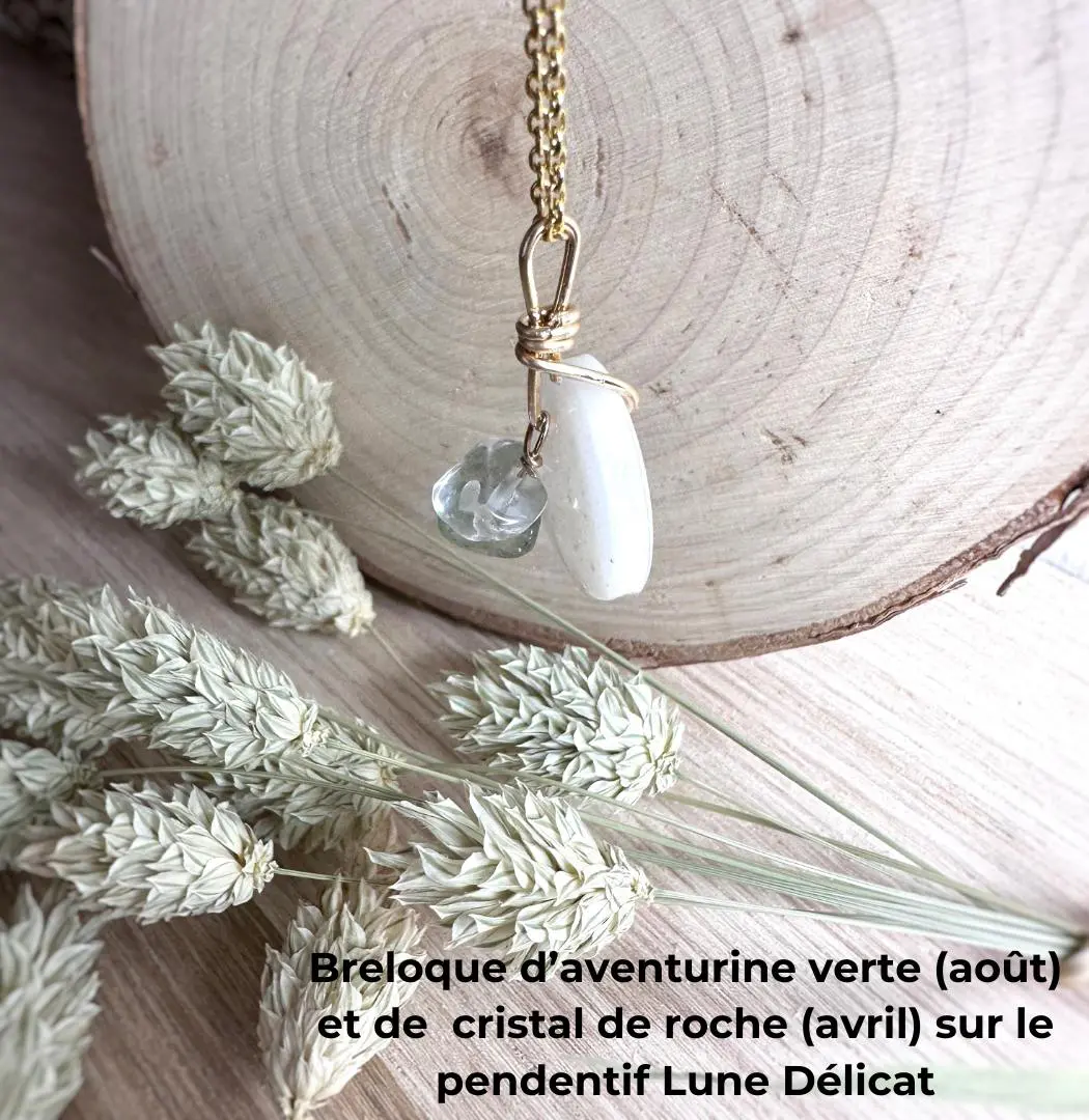 Breloque2 aventurine verte et cristal de roche pour bijoux au lait maternel Elégants et Délicats