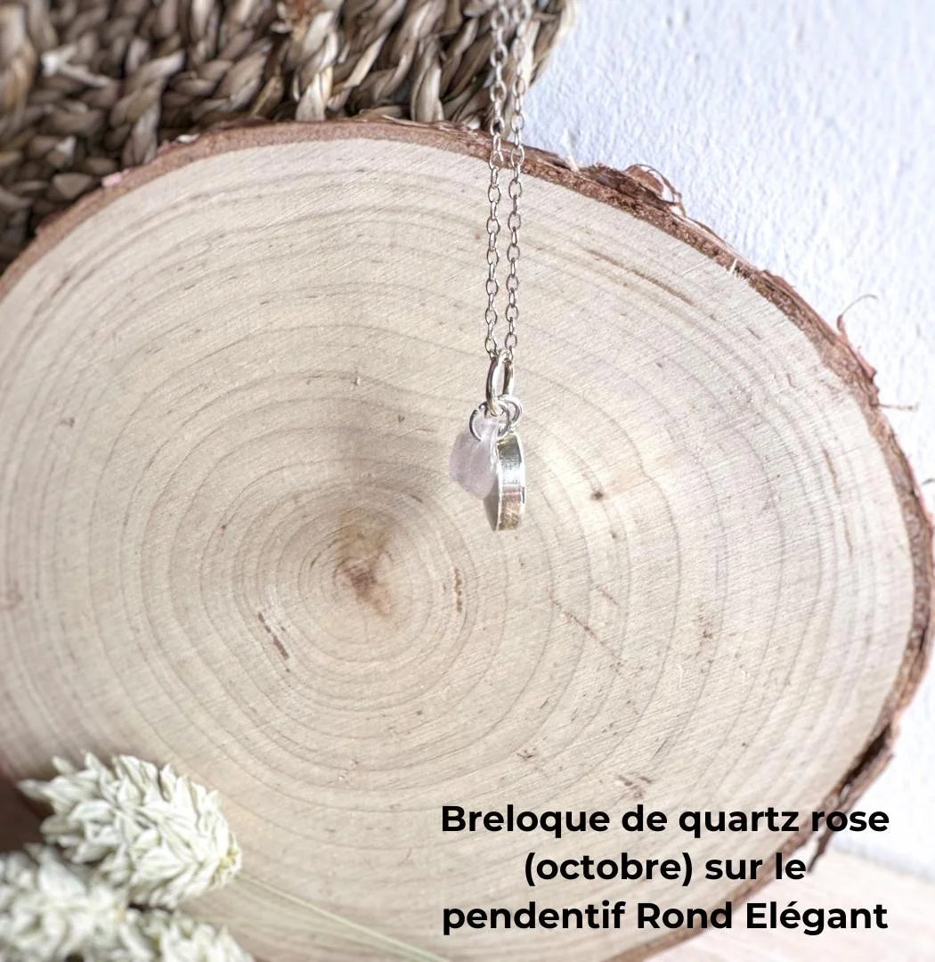 Breloque quartz rose1 pour bijoux au lait maternel Elégants et Délicats