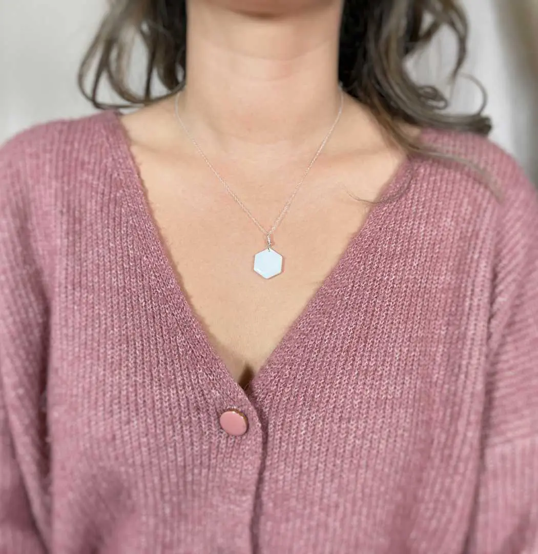 Hexagone pendentif au lait maternel bijou souvenir