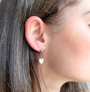 LOVE1 Boucles d'oreilles au lait maternel. Bijoux souvenirs