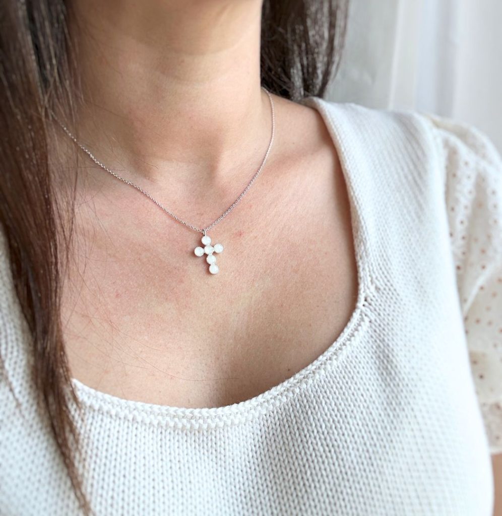 Croix pendentif au lait maternel, bijoux souvenirs 3