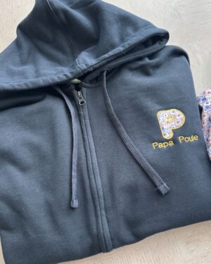 Sweat hoodie zippé lettre chérie souvenir avec vos textile de bébé