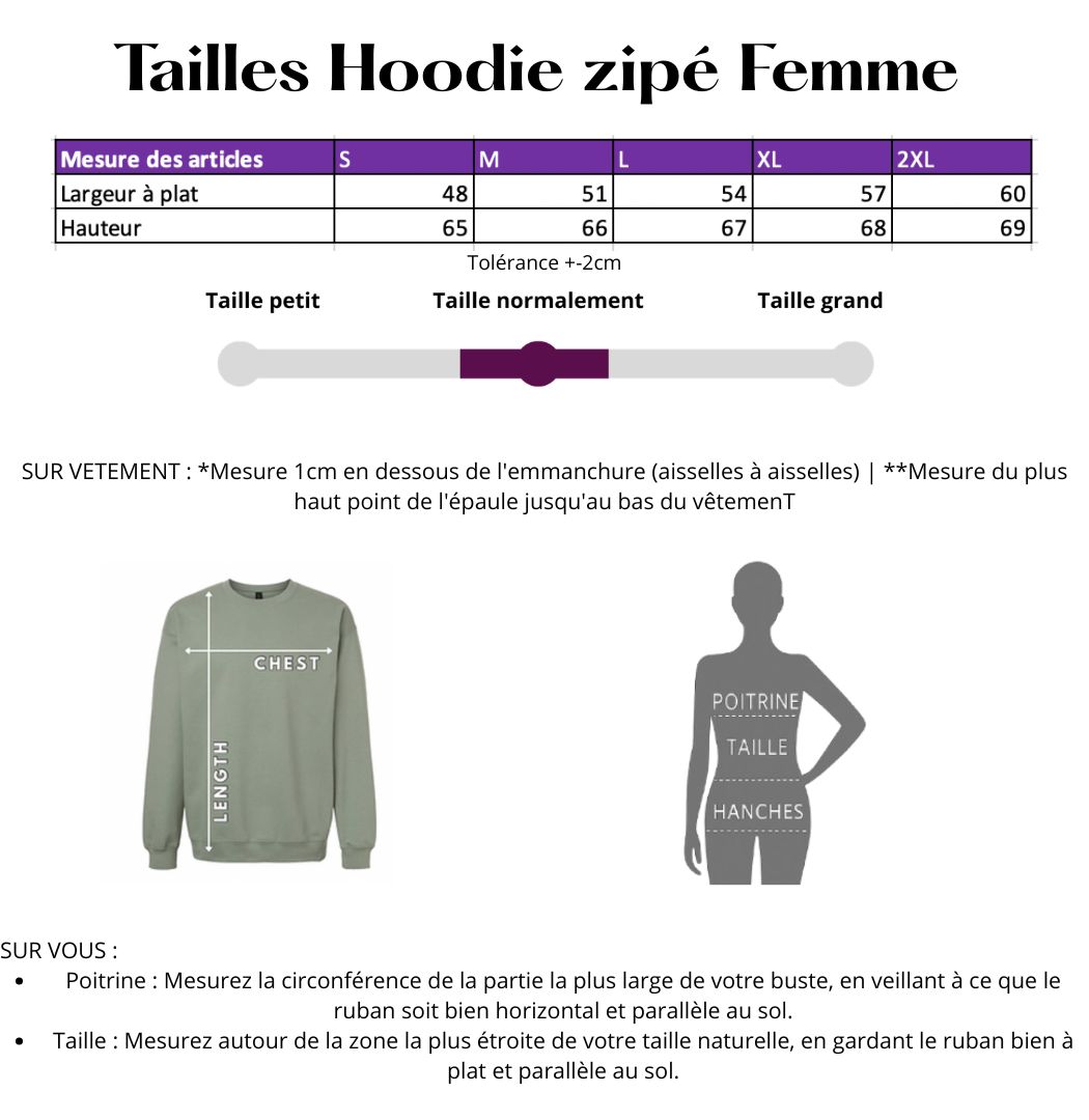Hoodie zippé souvenir Lettre Chérie FEMME - choisissez votre lettre à broder ! 5 taille hoodie zipé femme
